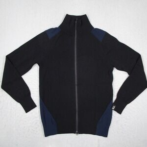 Y-3 Adidas Yohji Yamamoto Men Black Navy Full Zip Knit Cardigan Sweater V12119